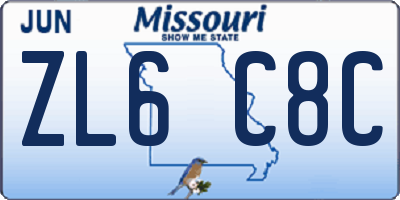 MO license plate ZL6C8C