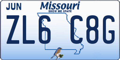 MO license plate ZL6C8G