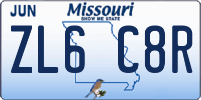 MO license plate ZL6C8R