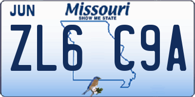 MO license plate ZL6C9A