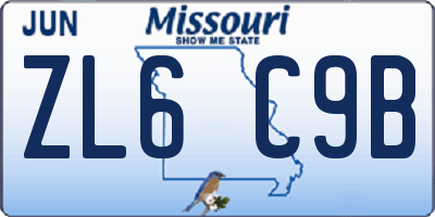 MO license plate ZL6C9B