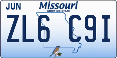 MO license plate ZL6C9I