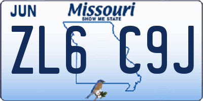 MO license plate ZL6C9J