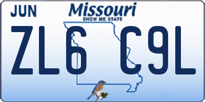MO license plate ZL6C9L
