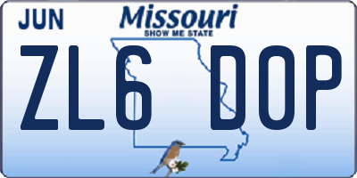 MO license plate ZL6D0P