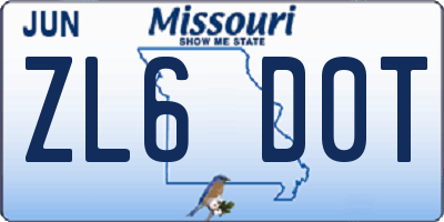 MO license plate ZL6D0T