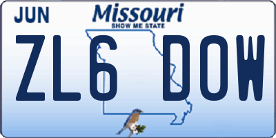 MO license plate ZL6D0W