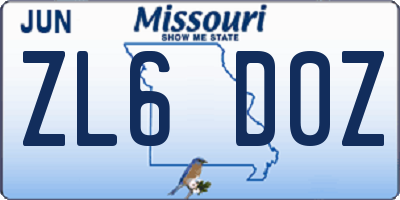 MO license plate ZL6D0Z