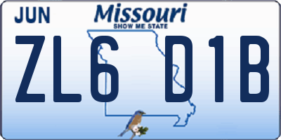 MO license plate ZL6D1B
