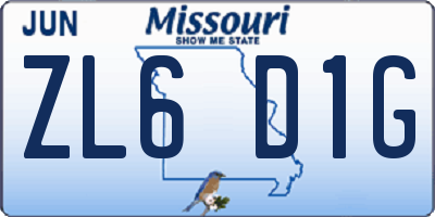 MO license plate ZL6D1G