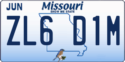 MO license plate ZL6D1M