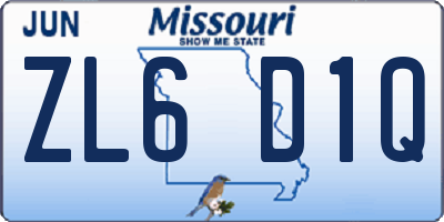MO license plate ZL6D1Q