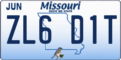MO license plate ZL6D1T