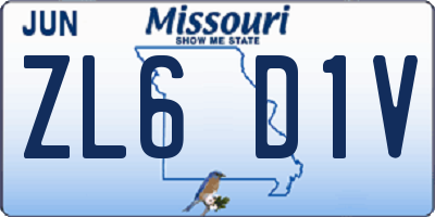 MO license plate ZL6D1V