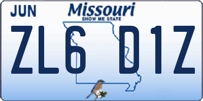 MO license plate ZL6D1Z