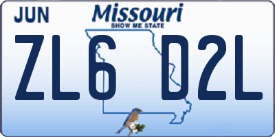 MO license plate ZL6D2L