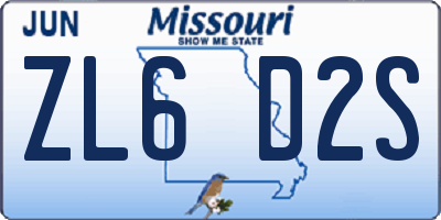 MO license plate ZL6D2S