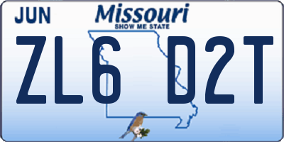 MO license plate ZL6D2T