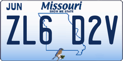 MO license plate ZL6D2V