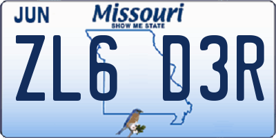 MO license plate ZL6D3R