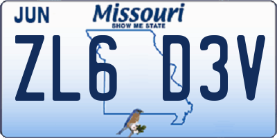 MO license plate ZL6D3V