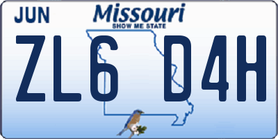 MO license plate ZL6D4H