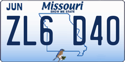 MO license plate ZL6D4O