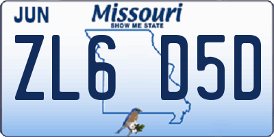 MO license plate ZL6D5D