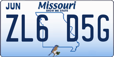 MO license plate ZL6D5G