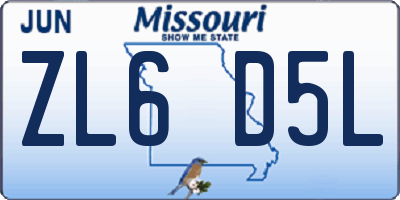 MO license plate ZL6D5L