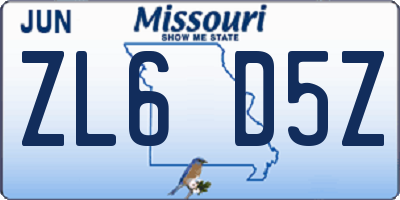 MO license plate ZL6D5Z