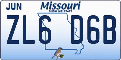 MO license plate ZL6D6B