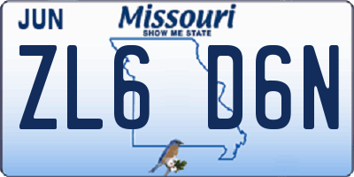 MO license plate ZL6D6N