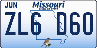 MO license plate ZL6D6O