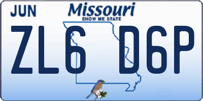 MO license plate ZL6D6P
