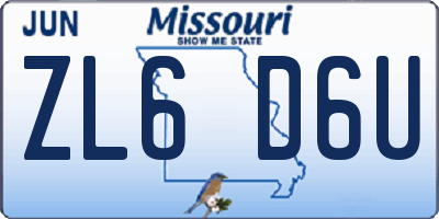 MO license plate ZL6D6U
