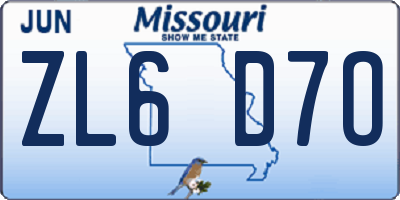 MO license plate ZL6D7O