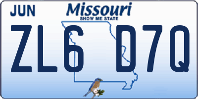 MO license plate ZL6D7Q