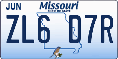 MO license plate ZL6D7R