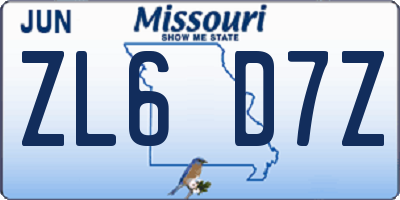 MO license plate ZL6D7Z