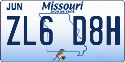 MO license plate ZL6D8H