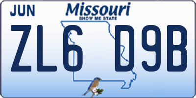 MO license plate ZL6D9B