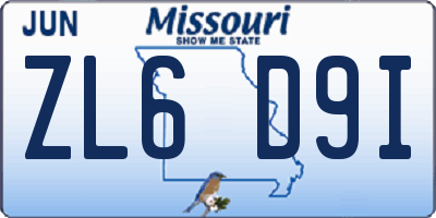 MO license plate ZL6D9I