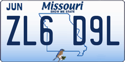 MO license plate ZL6D9L