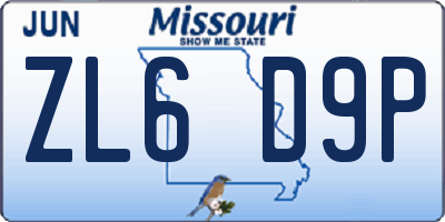 MO license plate ZL6D9P