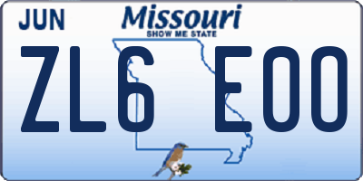 MO license plate ZL6E0O