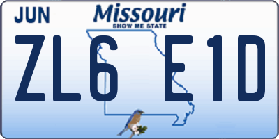 MO license plate ZL6E1D