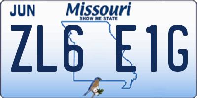 MO license plate ZL6E1G