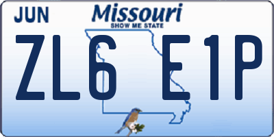MO license plate ZL6E1P