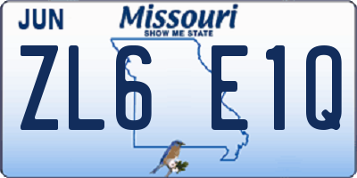 MO license plate ZL6E1Q